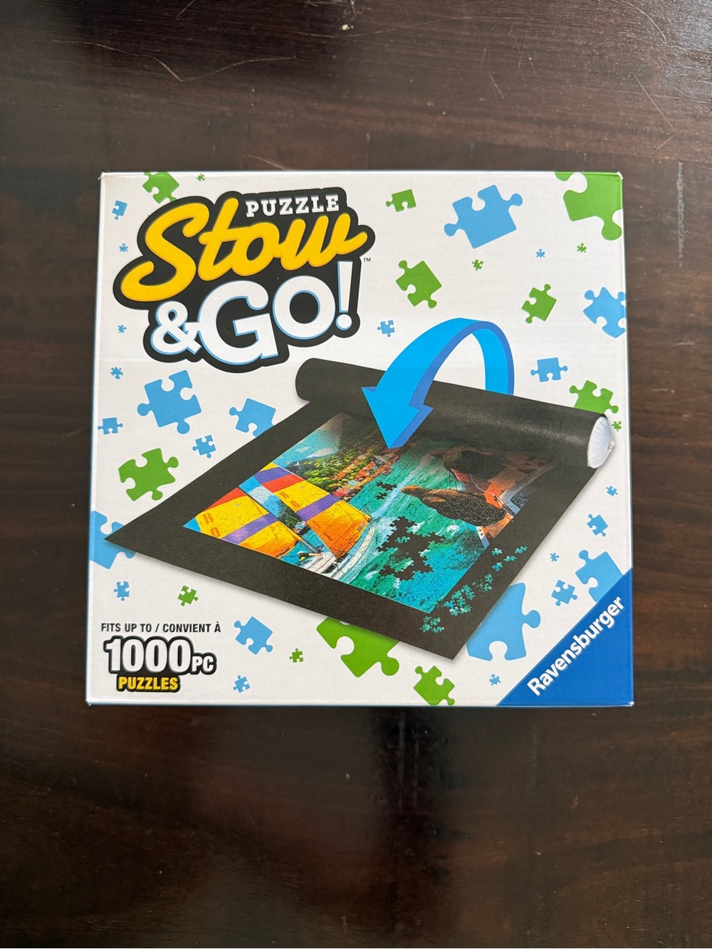 Ravensburger Stow & Go! Puzzle Roll Mat - Black with Blue Accents
